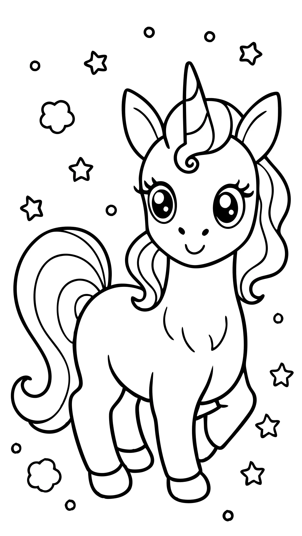 Lindas páginas para colorear de unicornio kawaii